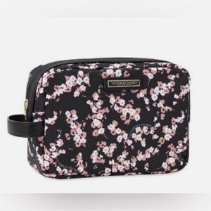 Victoria's Secret Black and Pink Floral Cosmetic Bag
